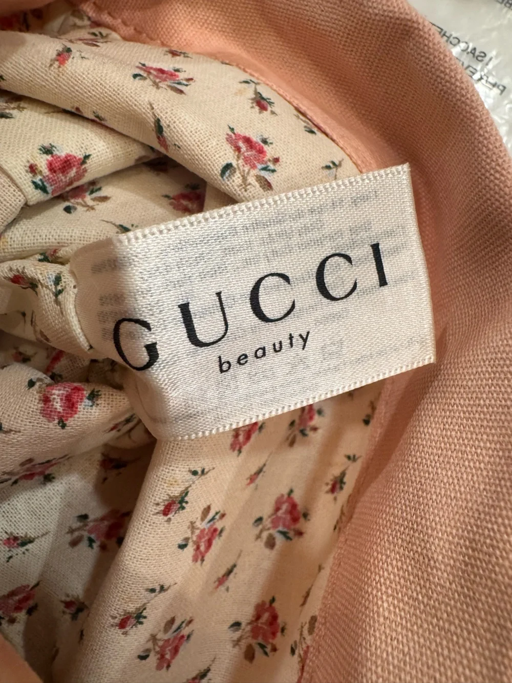 Gucci Beauty Pink/Peach Cotton Drawstring Bag NIP